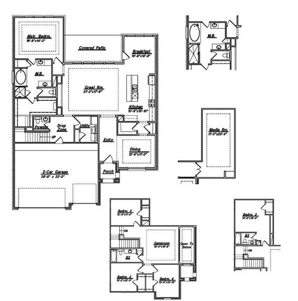 2D floor plan layout for the Floor Plan 2922 by Colina Homes in Grand Magnolia, Magnolia, TX (Image 5).