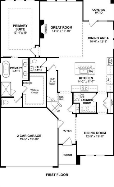 2D floor plan layout of this home in Timberbrook, Justin, TX (Image 3).