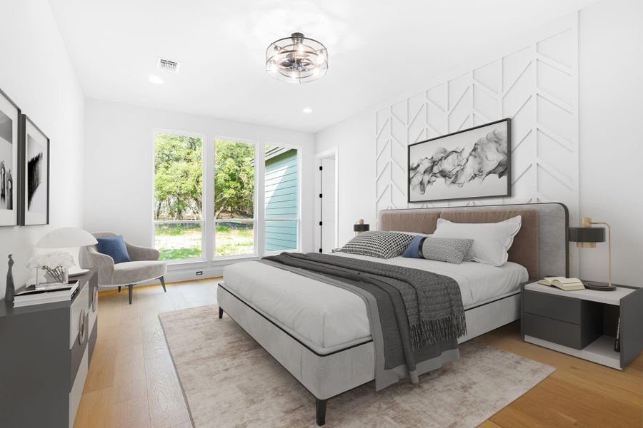 Bedroom featuring light wood-type flooring Bedroom featuring light wood-type flooring