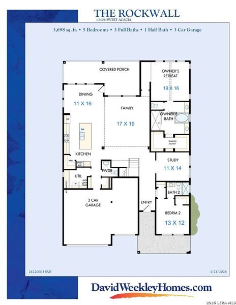 2D floor plan layout of this home in Briggs Ranch – Signature Legacy Series, San Antonio, TX (Image 3).
