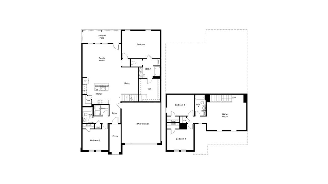 2D floor plan layout for the Ozark by D.R. Horton in Vista Park, Decatur, TX (Image 3). 2D floor plan layout for the Ozark by D.R. Horton in Vista Park, Decatur, TX (Image 3).