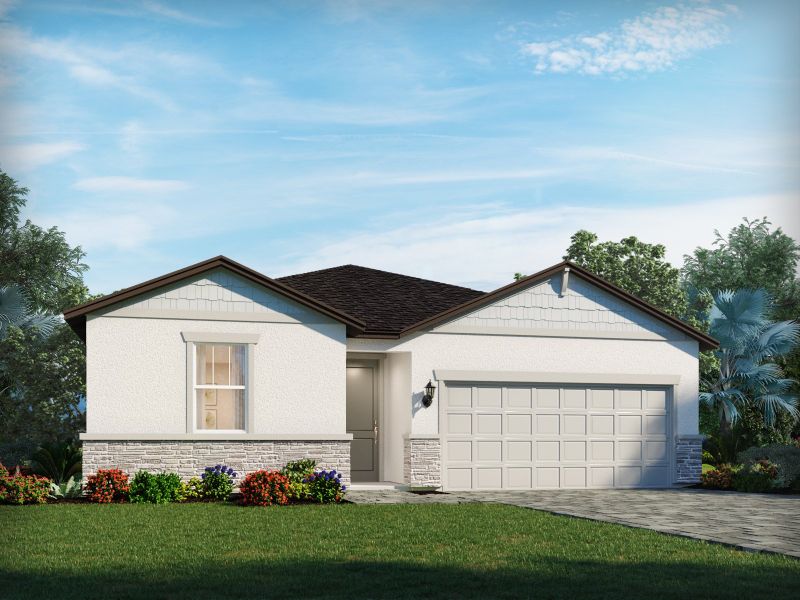 Representative exterior photo of a completed home built from the Corsica by Meritage Homes in Ridgehaven - Signature Series, Ormond Beach, FL (Image 1).