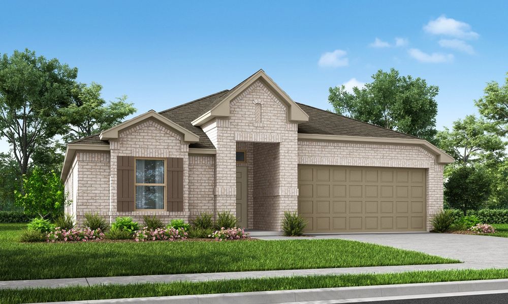 Representative exterior photo of a completed home built from the Austin by Impression Homes in De Berry Reserve, Royse City, TX (Image 8). Representative exterior photo of a completed home built from the Austin by Impression Homes in De Berry Reserve, Royse City, TX (Image 8).