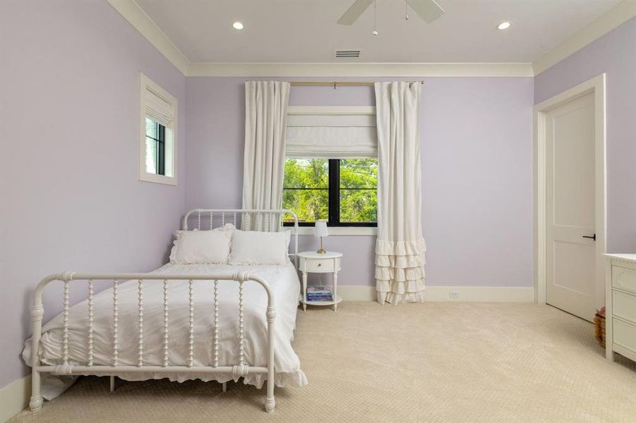 3rd upstairs bedroom has a connected bathroom as well as a door for upstairs guests.