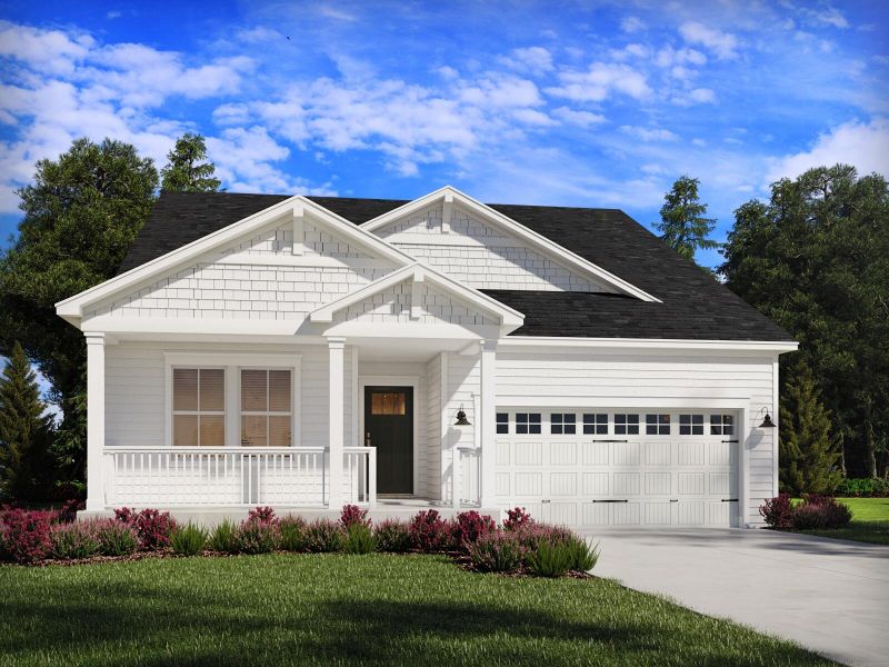 Front exterior of a new home in The Coves at Lakes of Cane Bay, Summerville, SC, highlighting curb appeal (Image 1). Front exterior of a new home in The Coves at Lakes of Cane Bay, Summerville, SC, highlighting curb appeal (Image 1).