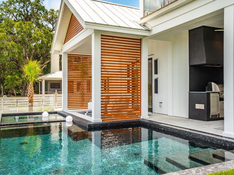 Exterior details and patio area of a home in , Charleston (Image 37). Exterior details and patio area of a home in , Charleston (Image 37).