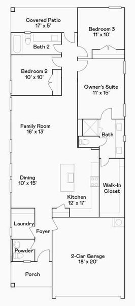2D floor plan layout of this home in Windrose Green, Angleton, TX (Image 3).