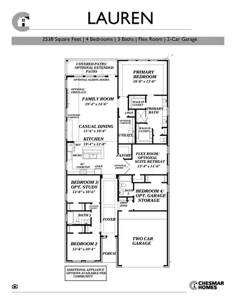 2D floor plan layout of this home in Lakes of Cane Island, Katy, TX (Image 4).