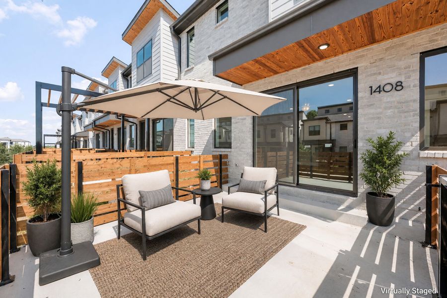Exterior details and patio area of a home in Willow Grove Townhomes, Melissa (Image 4).
