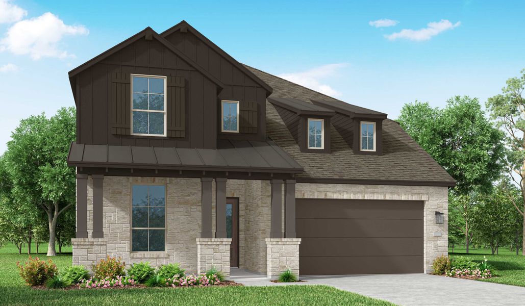 Representative exterior photo of a completed home built from the Redford Plan by Highland Homes in Walsh: Artisan Series - 50' lots, Aledo, TX (Image 23). Representative exterior photo of a completed home built from the Redford Plan by Highland Homes in Walsh: Artisan Series - 50' lots, Aledo, TX (Image 23).