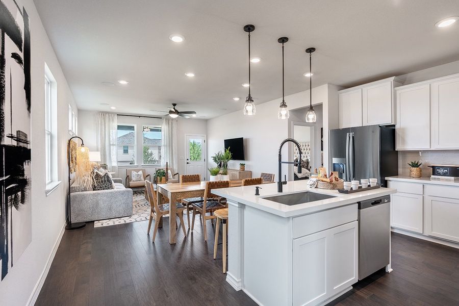 Representative furnished interior of a home built from the Rhapsody 2 by Taylor Morrison in Longview 40s, Del Valle (Image 46).