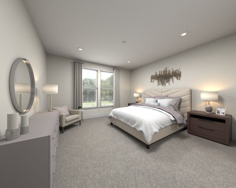 The primary bathroom offers a private retreat.