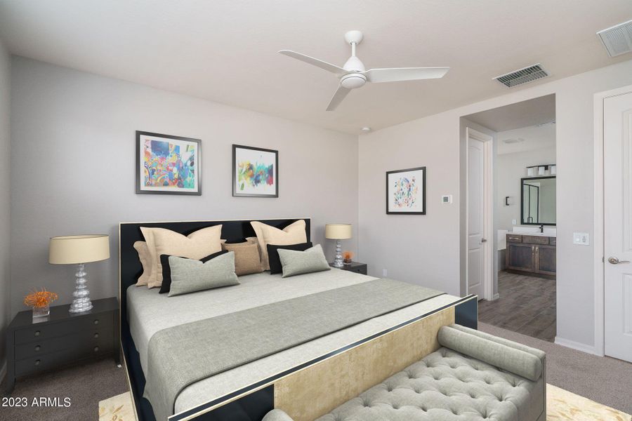 Furnished interior in a model home at Calistoga at Estrella Commons in Goodyear (Image 18). Furnished interior in a model home at Calistoga at Estrella Commons in Goodyear (Image 18).