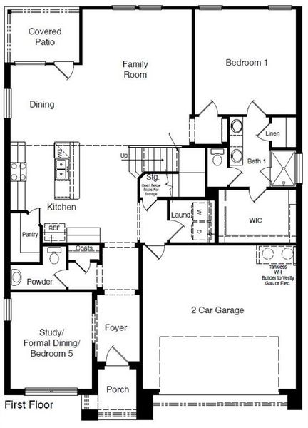 D.R. Horton's Mallard floorplan, 1st floor - All Home and community information, including pricing, included features, terms, availability and amenities, are subject to change at any time without notice or obligation. All Drawings, pictures, photographs, video, square footages, floor plans, elevations, features, colors and sizes are approximate for illustration purposes only and will vary from the homes as built.