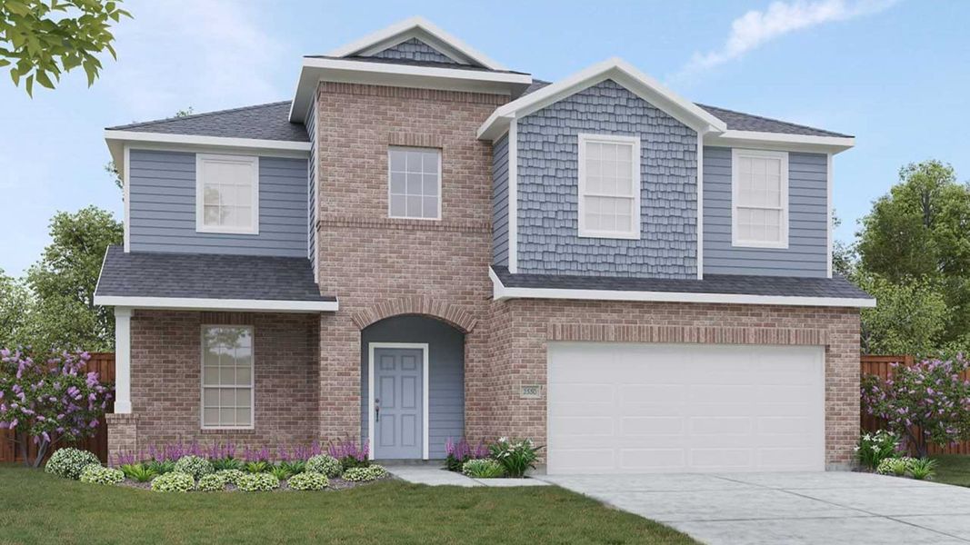 Representative exterior photo of a completed home built from the Majestic by DRB Homes in Calumet, Jarrell, TX (Image 5).