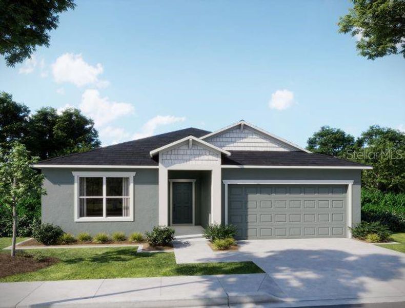 Front exterior of a new home in Royal Highlands, Weeki Wachee, FL, highlighting curb appeal (Image 1).