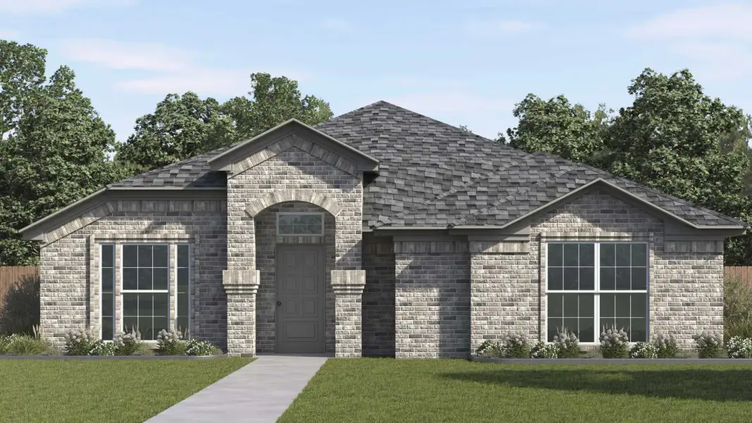 Representative exterior photo of a completed home built from the Andrews by D.R. Horton in Boardwalk, Lancaster, TX (Image 2). Representative exterior photo of a completed home built from the Andrews by D.R. Horton in Boardwalk, Lancaster, TX (Image 2).