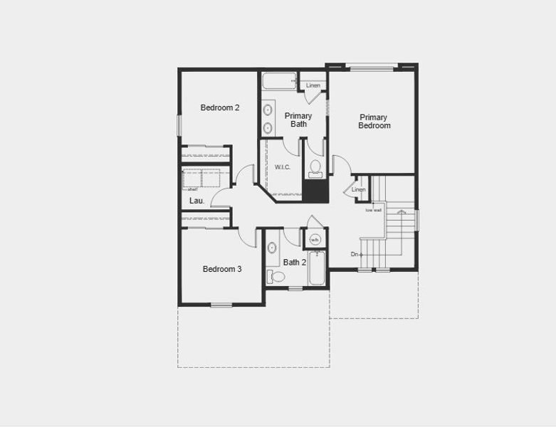 2D floor plan layout for the Plan 1633 by KB Home in Bennett Crossing Classic, Bennett, CO (Image 7). 2D floor plan layout for the Plan 1633 by KB Home in Bennett Crossing Classic, Bennett, CO (Image 7).