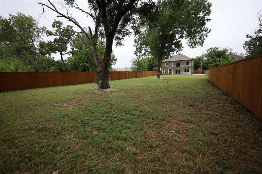 View of fenced backyard