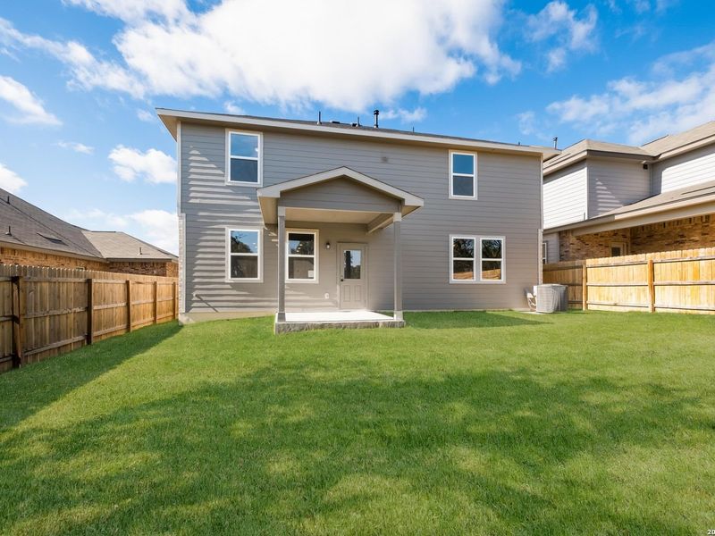 Exterior details and patio area of a home in Bricewood, San Antonio (Image 32).