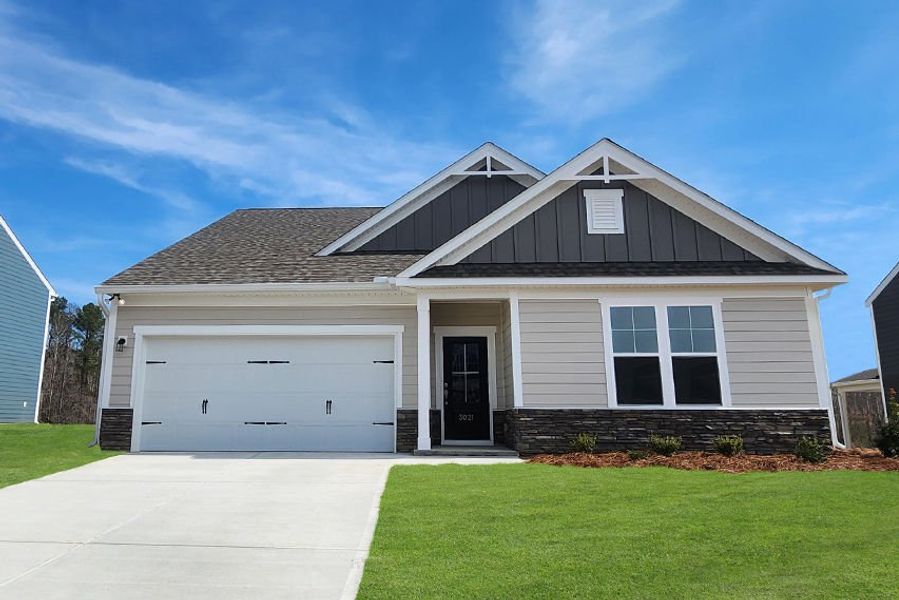 Front exterior of a new home in The Beacon at Old Peachtree Single Family Homes, Lawrenceville, GA, highlighting curb appeal (Image 30).