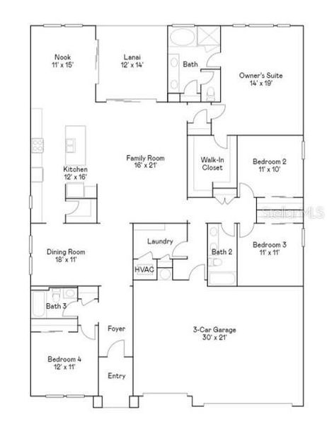 2D floor plan layout of this home in Bronson's Ridge, Apopka, FL (Image 5).