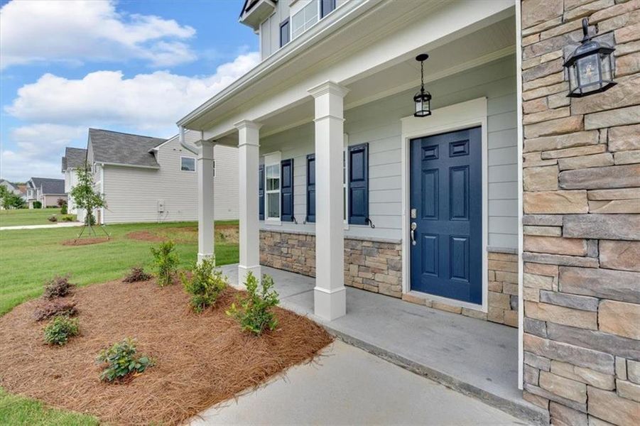 Front exterior of a new home in Sweetlake Grove, Mableton, GA, highlighting curb appeal (Image 2).
