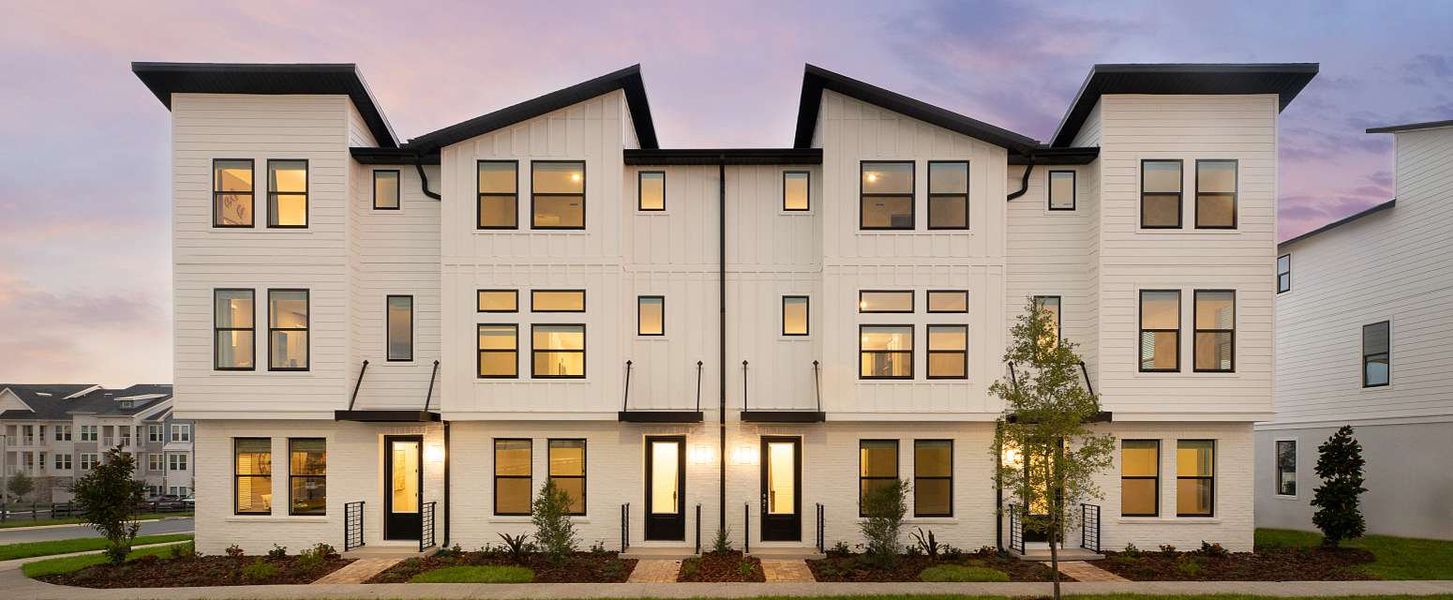 Representative exterior photo of a completed home built from the Haines II End Unit by Ashton Woods in Parkview at Hamlin, Winter Garden, FL (Image 1).