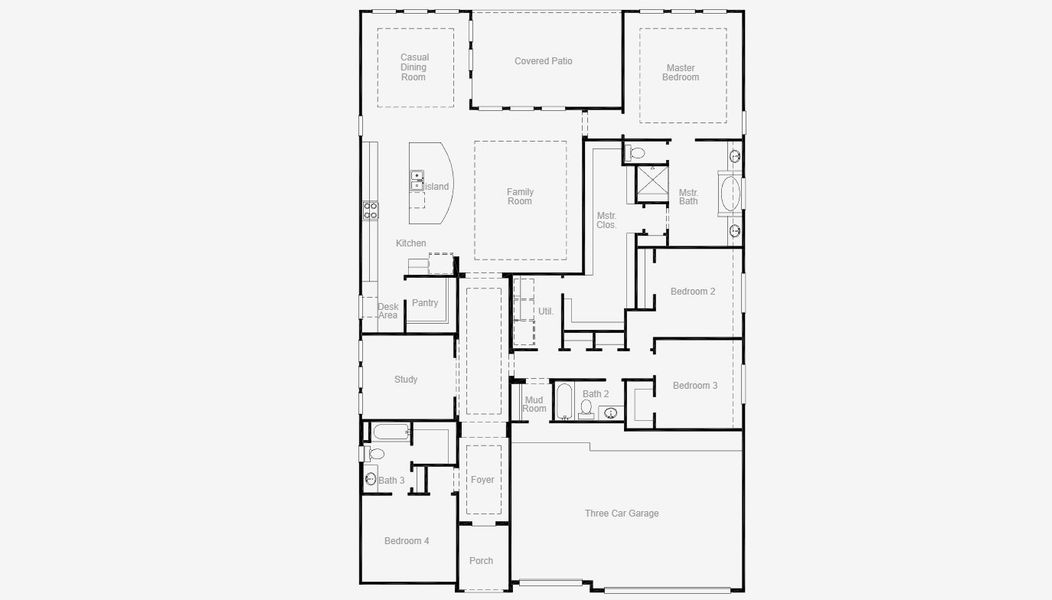 2D floor plan layout for the Robinson by Coventry Homes in Valencia 60', Manvel, TX (Image 4).