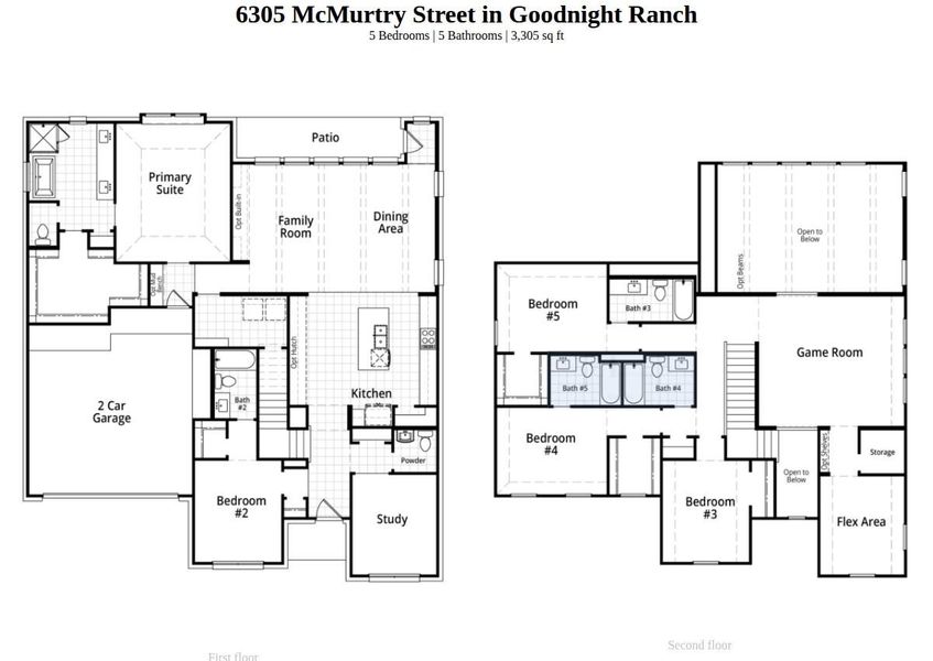 2D floor plan layout of this home in Goodnight Ranch, Austin, TX (Image 2).