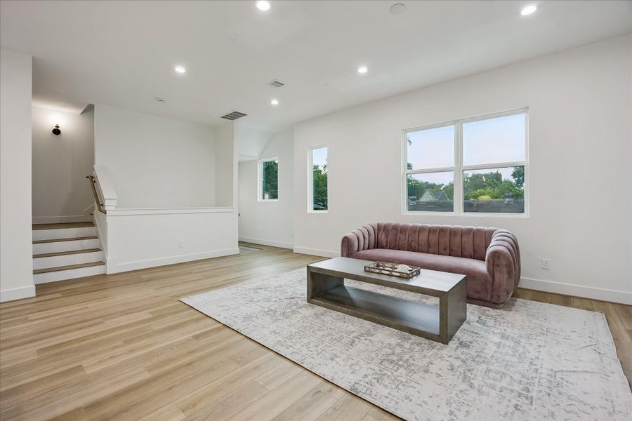 Before we make our way upstairs, take in one more view of this beautifully designed living space. Before we make our way upstairs, take in one more view of this beautifully designed living space.