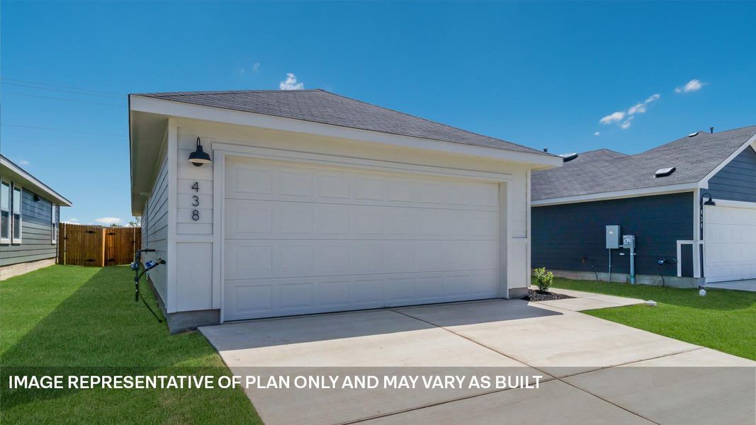 Exterior details and patio area of a home in Prairie Lakes, Buda (Image 3).