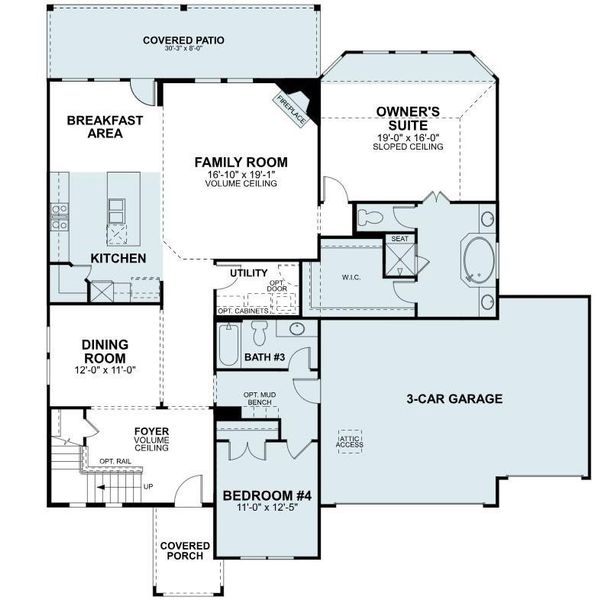 2D floor plan layout of this home in The Oaks on 6th Street, Magnolia, TX (Image 3).