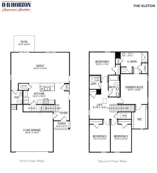 2D floor plan layout of this home in Longleaf Village, Rincon, GA (Image 4).