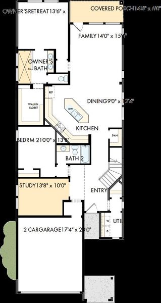 2D floor plan layout of this home in Mayfair - Select Garden Series, New Braunfels, TX (Image 2).