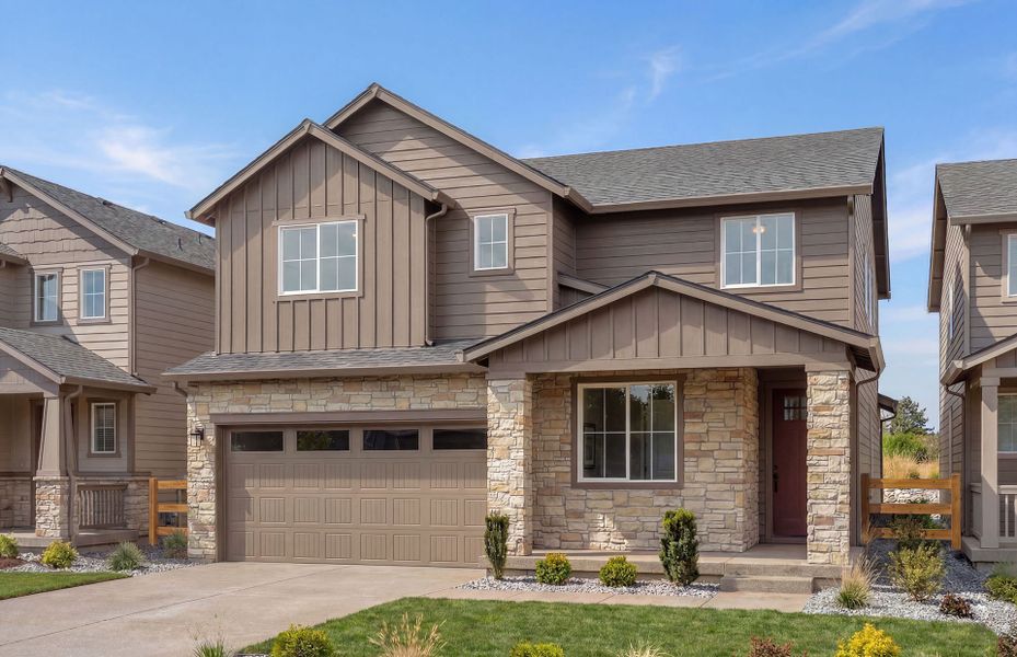 Representative exterior photo of a completed home built from the Boardwalk by Pulte Homes in Strata, Dacono, CO (Image 2). Representative exterior photo of a completed home built from the Boardwalk by Pulte Homes in Strata, Dacono, CO (Image 2).