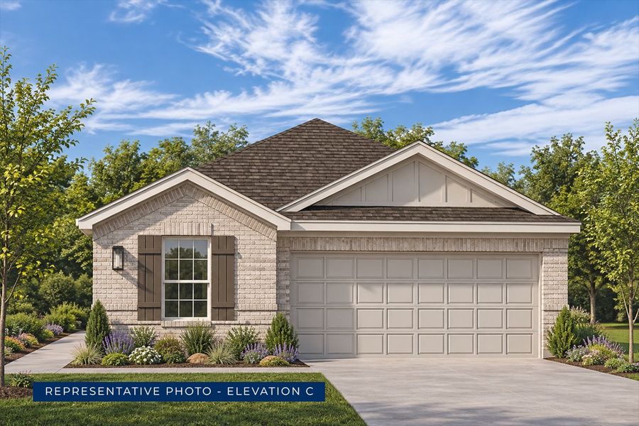 Representative exterior photo of a completed home built from the Carter F by First Texas Homes in The Villages of Hurricane Creek, Anna, TX (Image 9). Representative exterior photo of a completed home built from the Carter F by First Texas Homes in The Villages of Hurricane Creek, Anna, TX (Image 9).