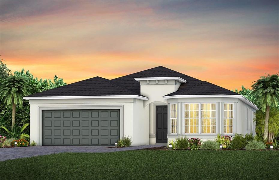 Front exterior of a new home in Del Webb Twin Lakes, St. Cloud, FL, highlighting curb appeal (Image 1). Front exterior of a new home in Del Webb Twin Lakes, St. Cloud, FL, highlighting curb appeal (Image 1).