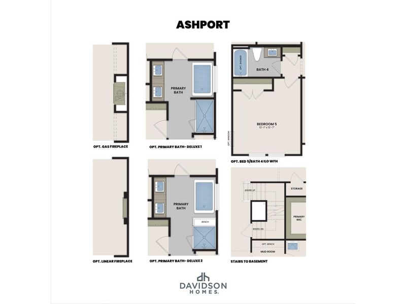 2D floor plan layout for the The Ashport G by Davidson Homes LLC in Fern Hollow, Buford, GA (Image 7). 2D floor plan layout for the The Ashport G by Davidson Homes LLC in Fern Hollow, Buford, GA (Image 7).