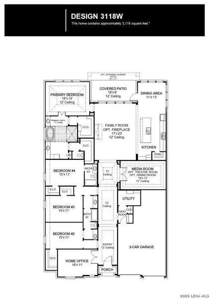 2D floor plan layout of this home in Veramendi, New Braunfels, TX (Image 2).