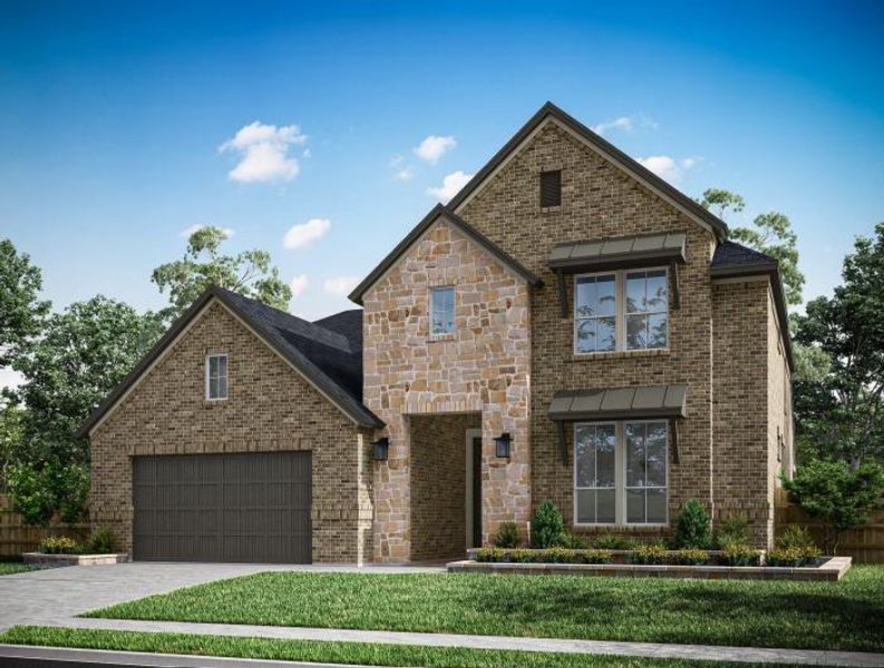 Front exterior of a new home in Woodson’s Reserve, Spring, TX, highlighting curb appeal (Image 1). Front exterior of a new home in Woodson’s Reserve, Spring, TX, highlighting curb appeal (Image 1).