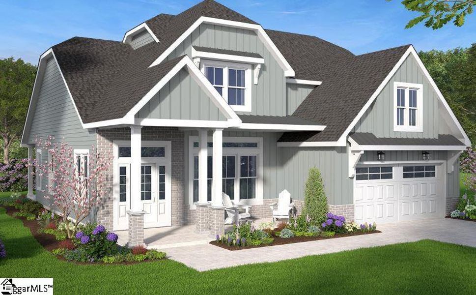 Front exterior of a new home in Walker's Pointe, Anderson, SC, highlighting curb appeal (Image 1). Front exterior of a new home in Walker's Pointe, Anderson, SC, highlighting curb appeal (Image 1).