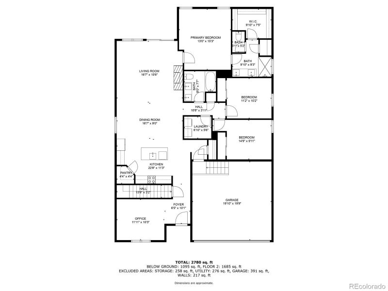 2D floor plan layout of this home in Murphy Creek, Aurora, CO (Image 4).