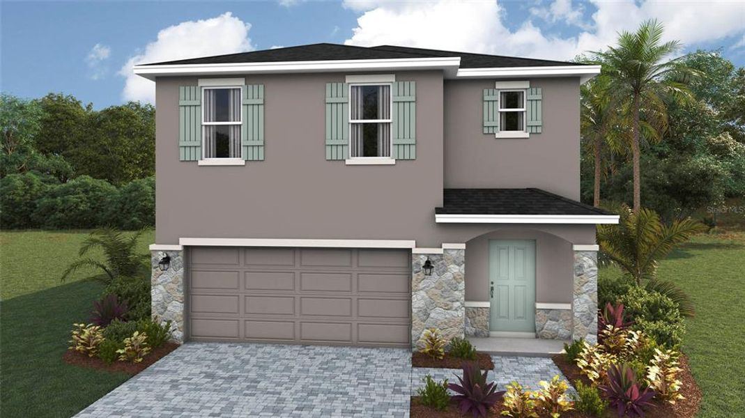 Front exterior of a new home in Legacy Preserve, Parrish, FL, highlighting curb appeal (Image 1). Front exterior of a new home in Legacy Preserve, Parrish, FL, highlighting curb appeal (Image 1).