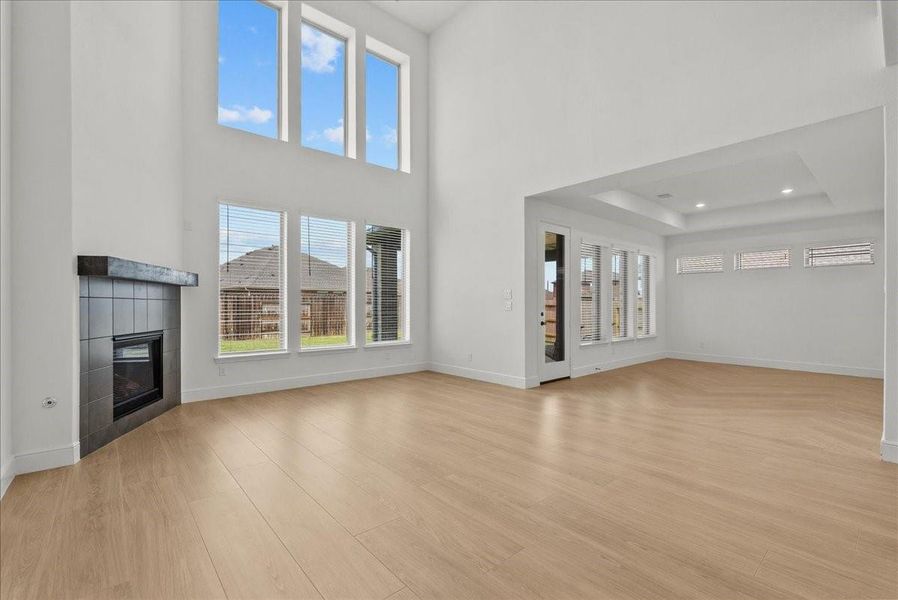 Soaring ceilings and Family Room with an abundance of natural light.