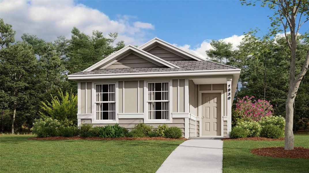 View of front of property featuring a front yard