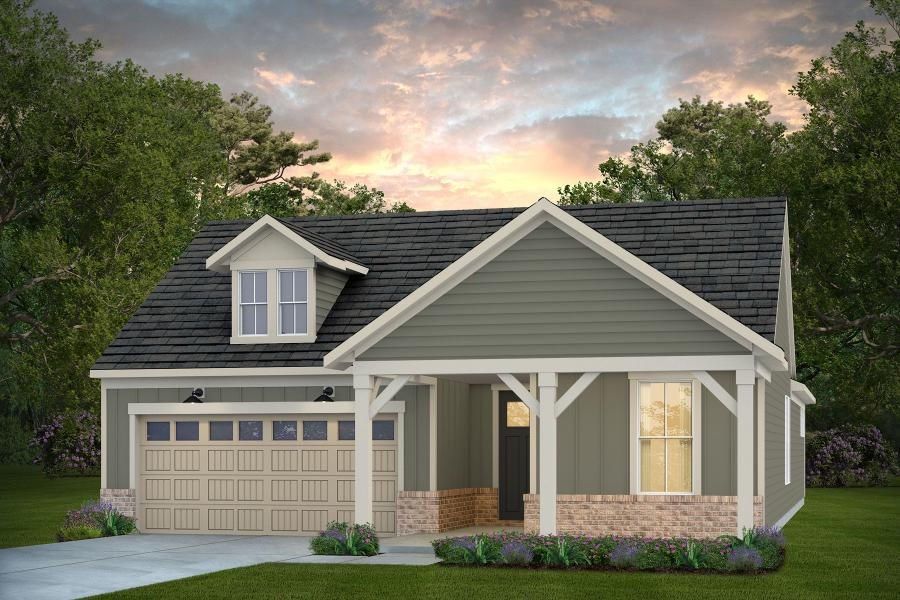 Representative exterior photo of a completed home built from the Prestige by Del Webb in Del Webb Carolina Ridge, Midland, NC (Image 22).