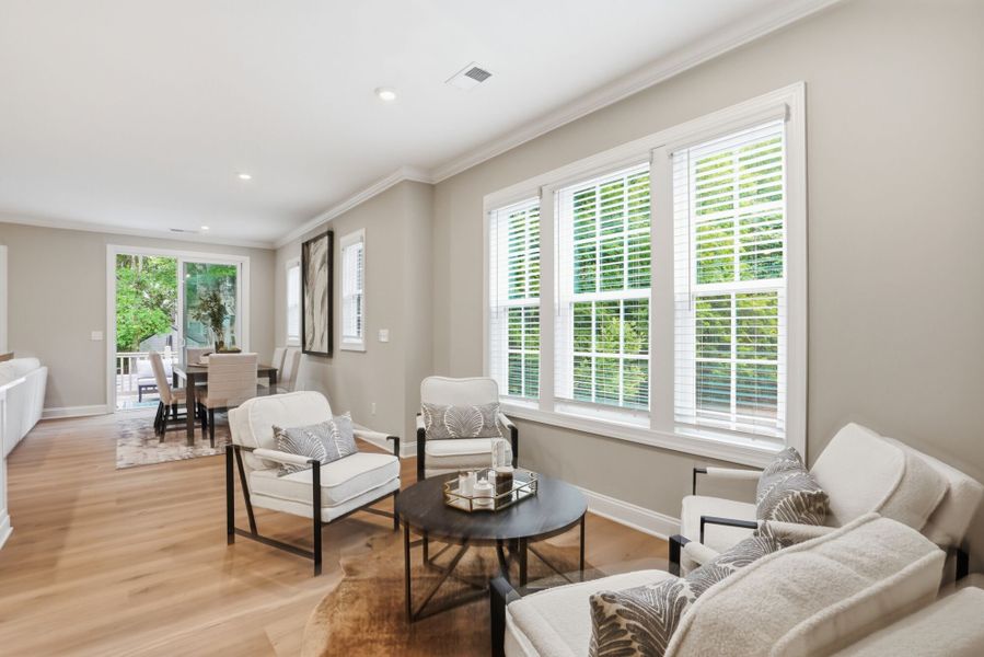 Furnished interior view inside a new home in The Townes at Wade Ardrey, Charlotte (Image 13). Furnished interior view inside a new home in The Townes at Wade Ardrey, Charlotte (Image 13).