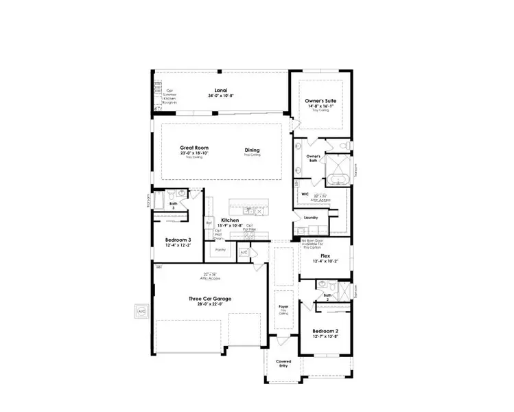 2D floor plan layout of this home in Cresswind Palm Beach at Westlake, Westlake, FL (Image 4).