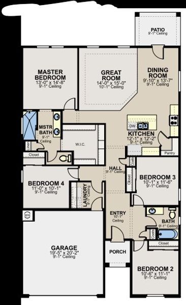 2D floor plan layout of this home in Summer Sky North, El Paso, TX (Image 3).